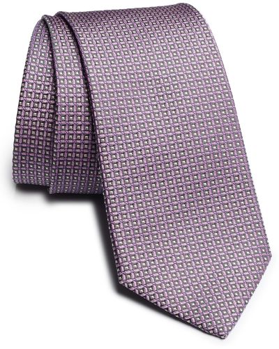 Jack Victor Lorraine Micropattern Silk Tie - Purple