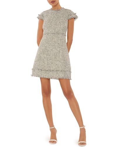 Likely Francis Raw Edge Tweed Sheath Minidress - Multicolor