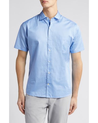 Peter Millar Grove Short Sleeve Button-up Shirt - Blue