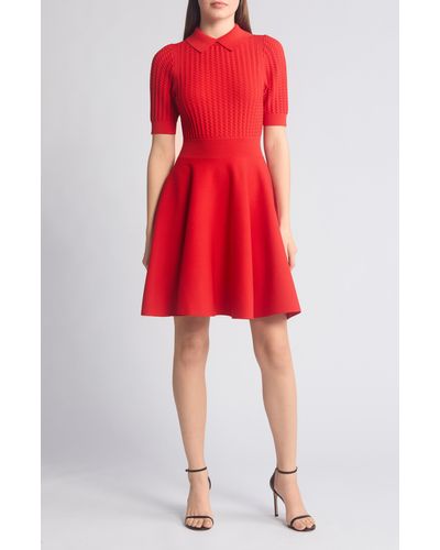 Ted Baker Mia Knit Skater Dress - Red