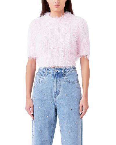 Endless Rose Fuzzy Sweater - Blue