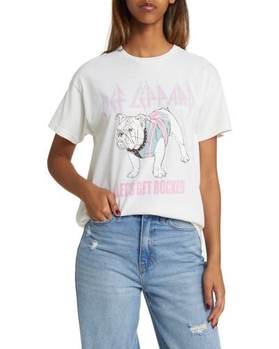 THE VINYL ICONS Def Leppard Rocked Cotton Graphic T-shirt - White