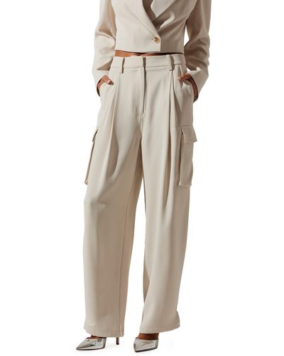 Astr Denison Pleated Cargo Pants - Natural