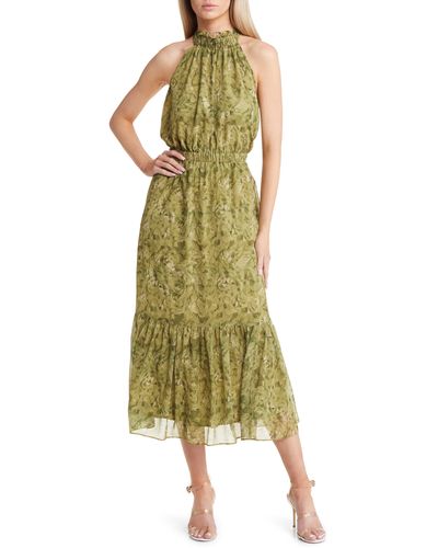 Chelsea28 Floral Print Halter Neck Maxi Dress - Green