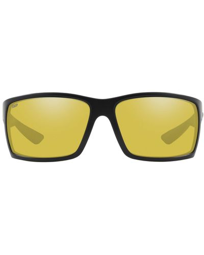 Costa Del Mar 64mm Mirrored Polarized Rectangular Sunglasses - Yellow