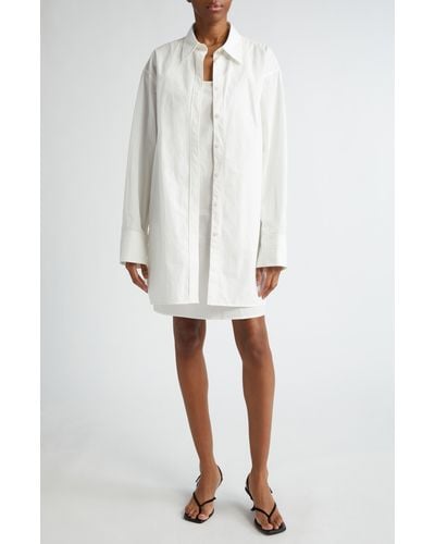 GIA STUDIOS Oversize Long Sleeve Button-up Shirtdress - White