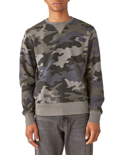 Lucky Brand Camouflage Sueded French Terry Sweatshirt - Gray
