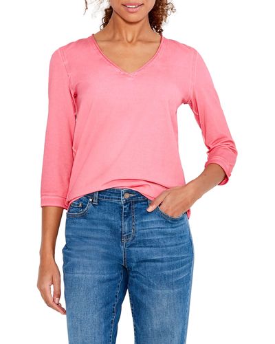NZT by NIC+ZOE Nzt By Nic+zoe Rolled V-neck Top - Red
