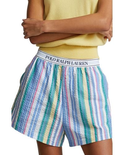 Polo Ralph Lauren Cotton Seersucker Boxer Pajama Shorts - Blue