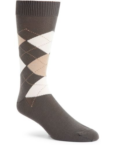 Canali Argyle Cotton Dress Socks - Brown