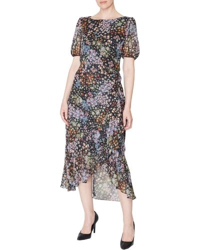 Julia Jordan Ruched Puff Sleeve High-low Maxi Dress - Multicolor