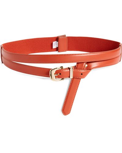 Nordstrom Cora Double Strap Faux Leather Belt - Red