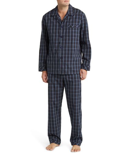 Majestic International Coopers Plaid Woven Cotton Pajamas - Blue