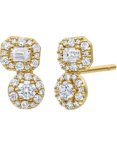 Bony Levy Maya Diamond Double Stud Earrings - Metallic