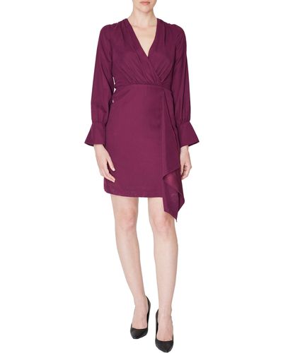 Julia Jordan Ruffle Detail Long Sleeve Dress - Purple