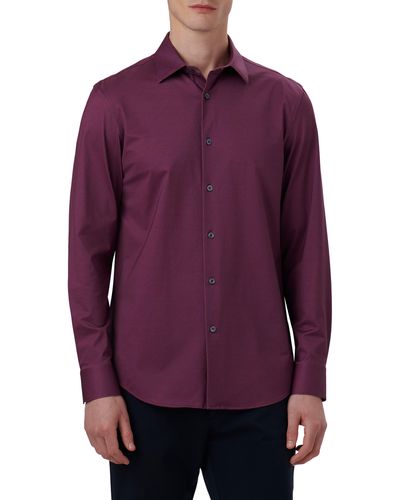 Bugatchi Ooohcotton® Stripe Button-up Shirt - Purple