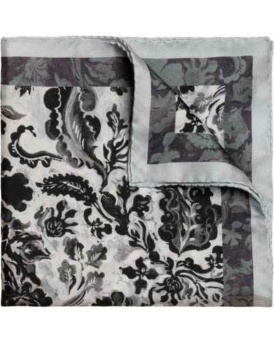 Eton Floral Silk Pocket Square - Gray