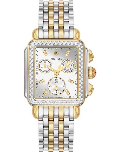 Michele Deco Diamond Chronograph Bracelet Watch - Metallic