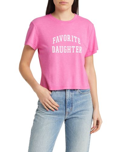 FAVORITE DAUGHTER Collegiate Crop Graphic Tee - Pink
