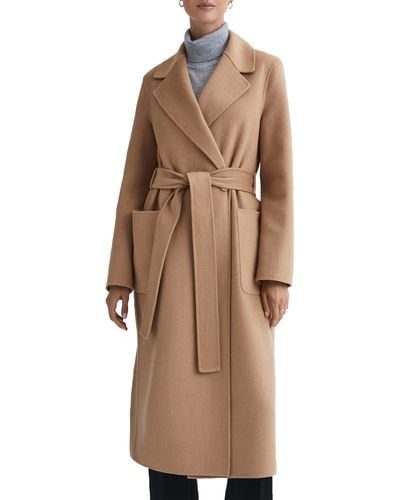 Reiss Lucia Belted Wool Blend Coat - Brown