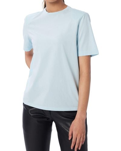 LITA by Ciara Boxy Shoulder Pad Cotton T-shirt - Blue
