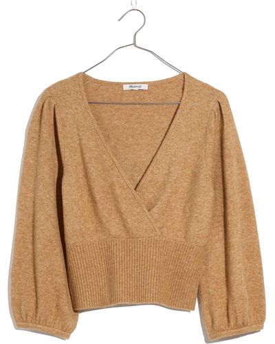 Madewell Coziest Yarn Crop Wrap Sweater - Natural