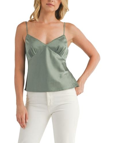 All In Favor Lace Trim Satin Camisole In At Nordstrom, Size X-small - Green