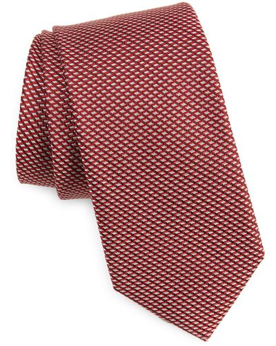 Nordstrom Caldwell Mini Geometric Pattern Silk Tie - Red