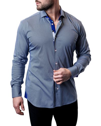 Maceoo Einstein Micro Cube Contemporary Fit Button-up Shirt At Nordstrom - Blue