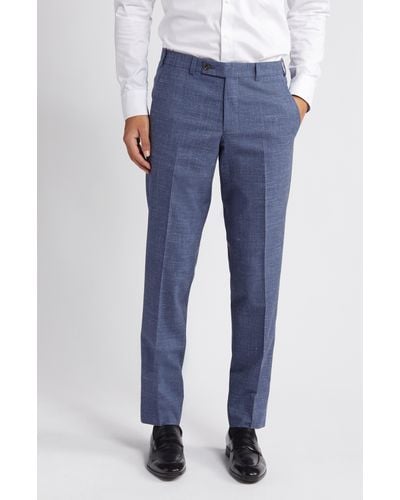 Ted Baker Jerome Trim Fit Soft Constructed Flat Front Wool & Silk Blend Dress Pants - Blue