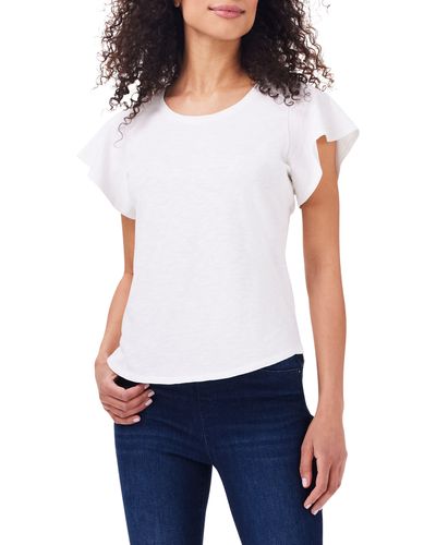 NZT by NIC+ZOE Nzt By Nic+zoe Flutter Sleeve Cotton T-shirt - White