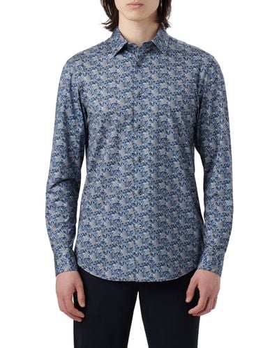 Bugatchi James Ooohcotton® Abstract Print Button-up Shirt - Blue