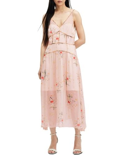 AllSaints Saffron Kora Floral Print Dress - Pink