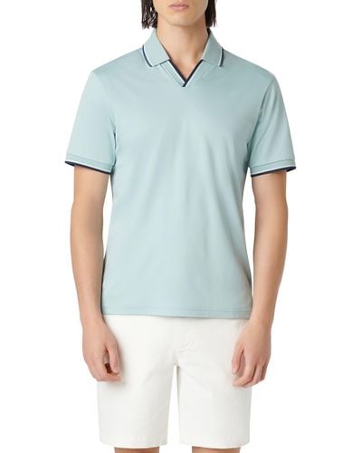 Bugatchi Tipped Johnny Collar Polo - Blue