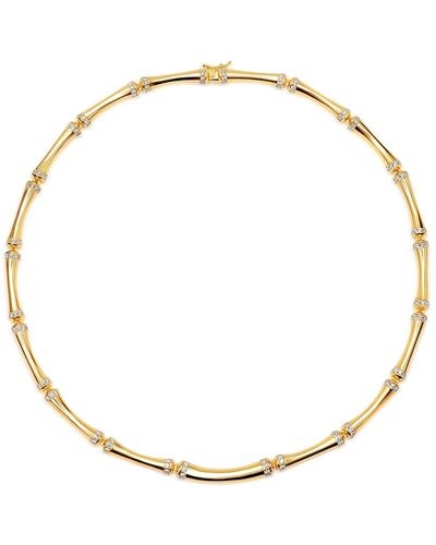 Crislu Bamboo Collar Necklace - White