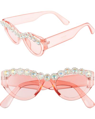 Rad & Refined Rad + Refined 50mm Chunky Crystal Embellished Sunglasses - Pink
