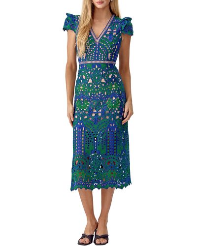 Adelyn Rae Lace Midi Dress - Blue