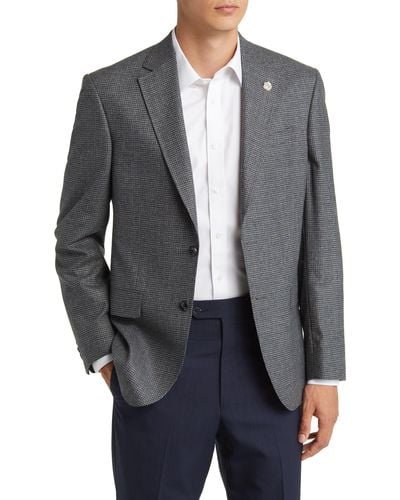 Ted Baker Jay Slim Fit Microcheck Stretch Wool Sport Coat - Gray