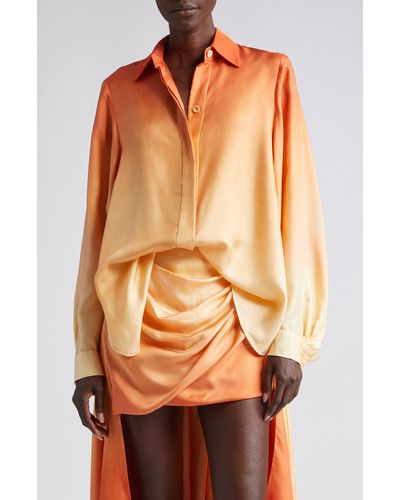 Zimmermann Tranquility Ombré Silk Scarf Shirt - Orange