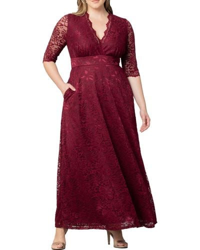 Kiyonna Maria Lace Evening Gown - Red