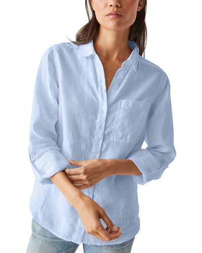 Michael Stars Spencer Linen Button-up Shirt - Blue