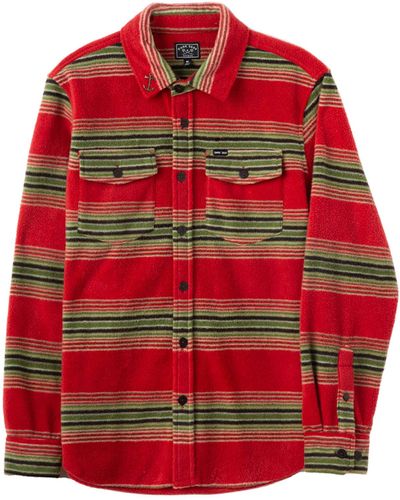 Dark Seas Plaid Fleece Button-up Shirt - Red