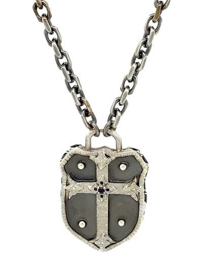 Armenta Romero Medium Cross Shield Pendant Necklace - Metallic