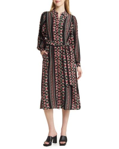 Boden Floral Long Sleeve Midi Shirtdress - Multicolor