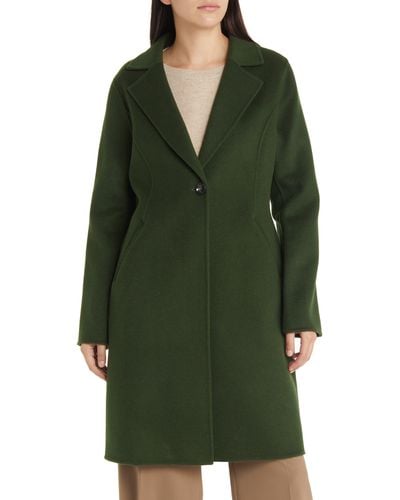MICHAEL Michael Kors Notched Collar Longline Wool Blend Coat - Green