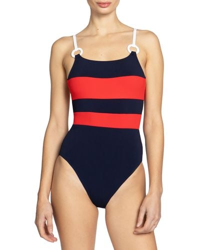 Robin Piccone Babe Lace-up Back One-piece Swimsuit - Red