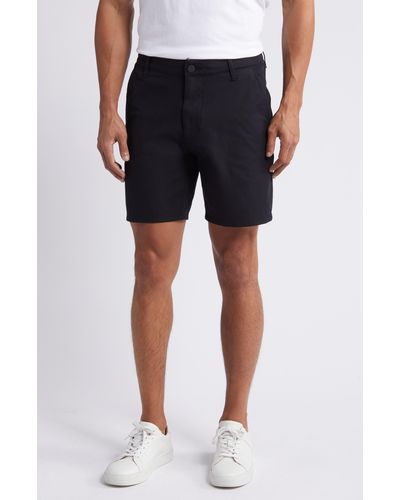 Mavi Darren Flat Front Stretch Chino Shorts - Black
