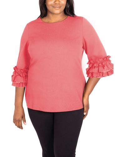 Marée Pour Toi Ruffle Sleeve Knit Top - Red