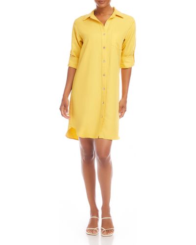 Karen Kane Long Sleeve Shirtdress - Yellow