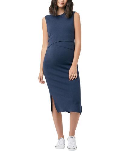 Ripe Maternity Layered Nursing Maternity Dress - Blue
